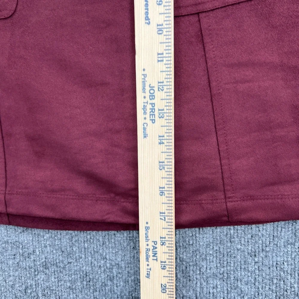 Old Navy Faux Suede Retro Mini Skirt Womens‎ 16 Burgundy Pockets A Line Mod Boho